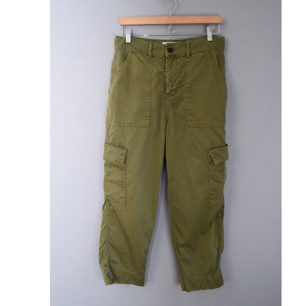 Boden Cargo Trouser Pants Size 8 Olive Green High Rise Cotton Utility Womens